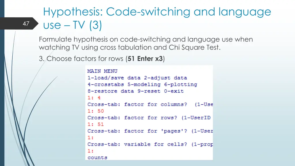 hypothesis code switching and language use tv 3
