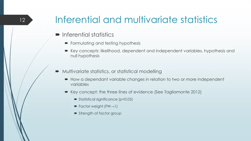 inferential and multivariate statistics