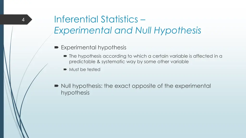 inferential statistics experimental and null