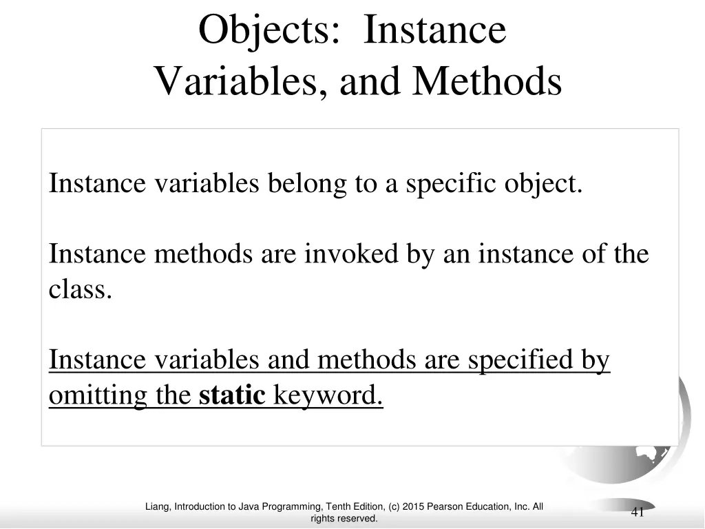 objects instance variables and methods
