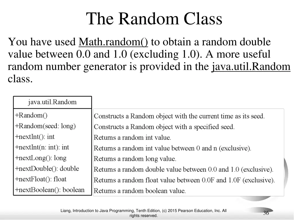 the random class