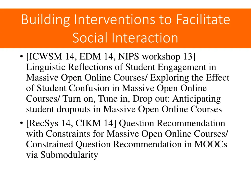 building interventions to facilitate social