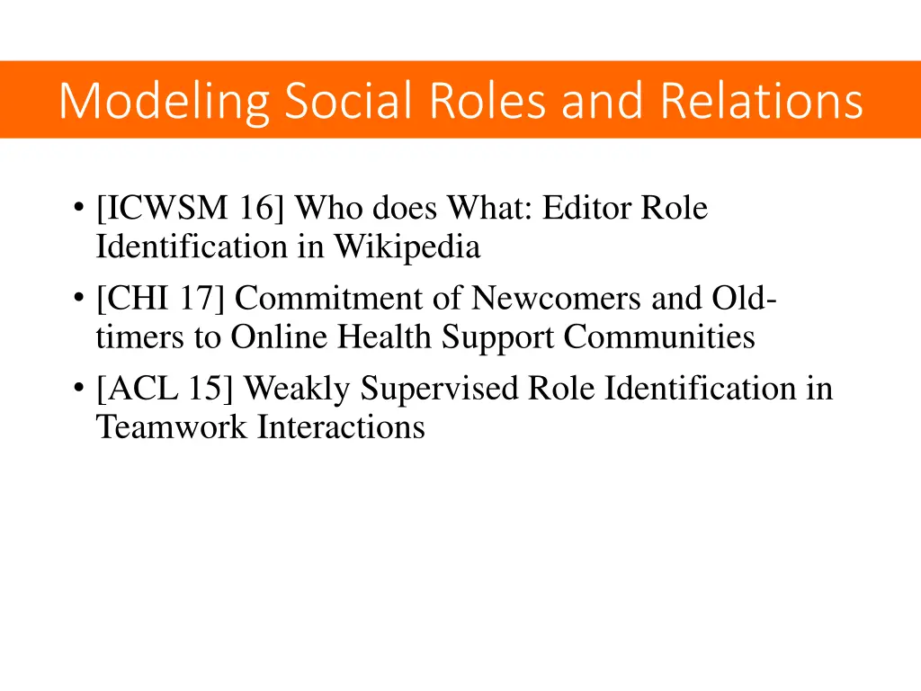 modeling social roles and relations