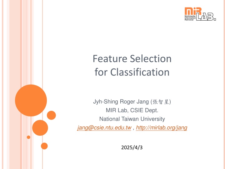 feature selection for classification