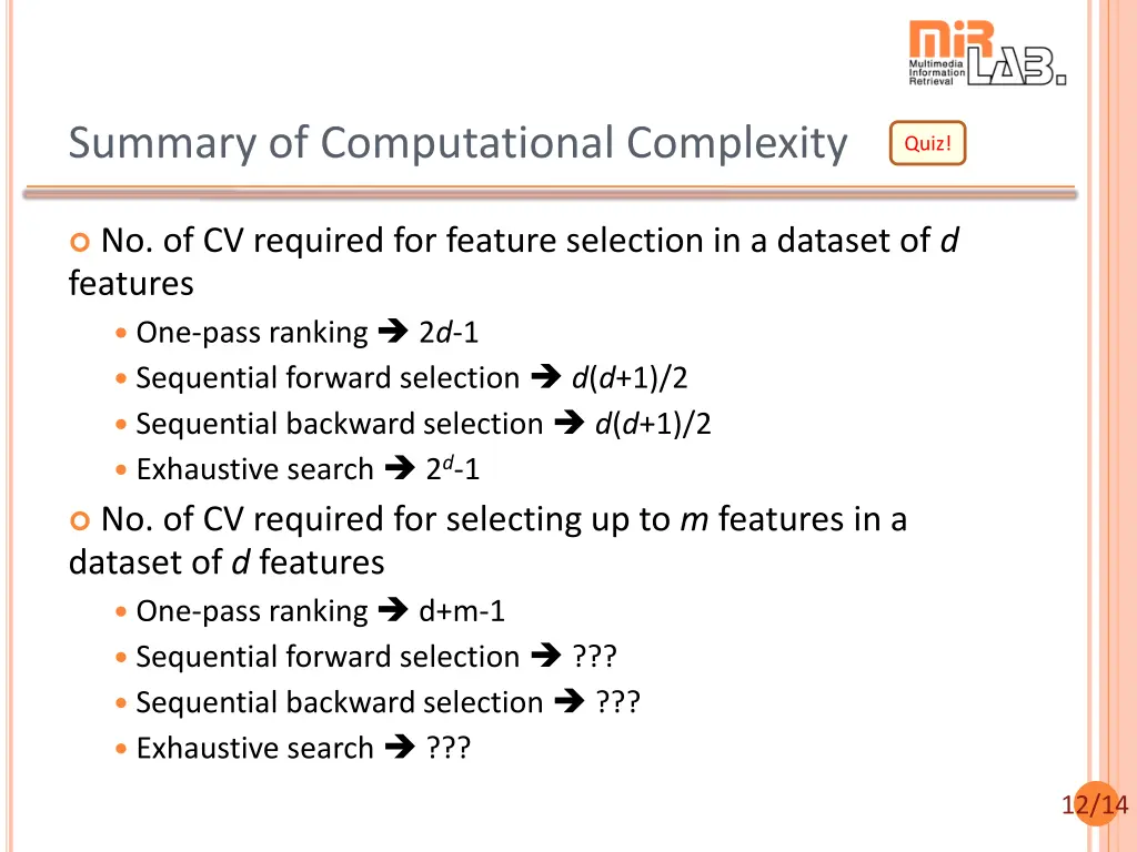 summary of computational complexity