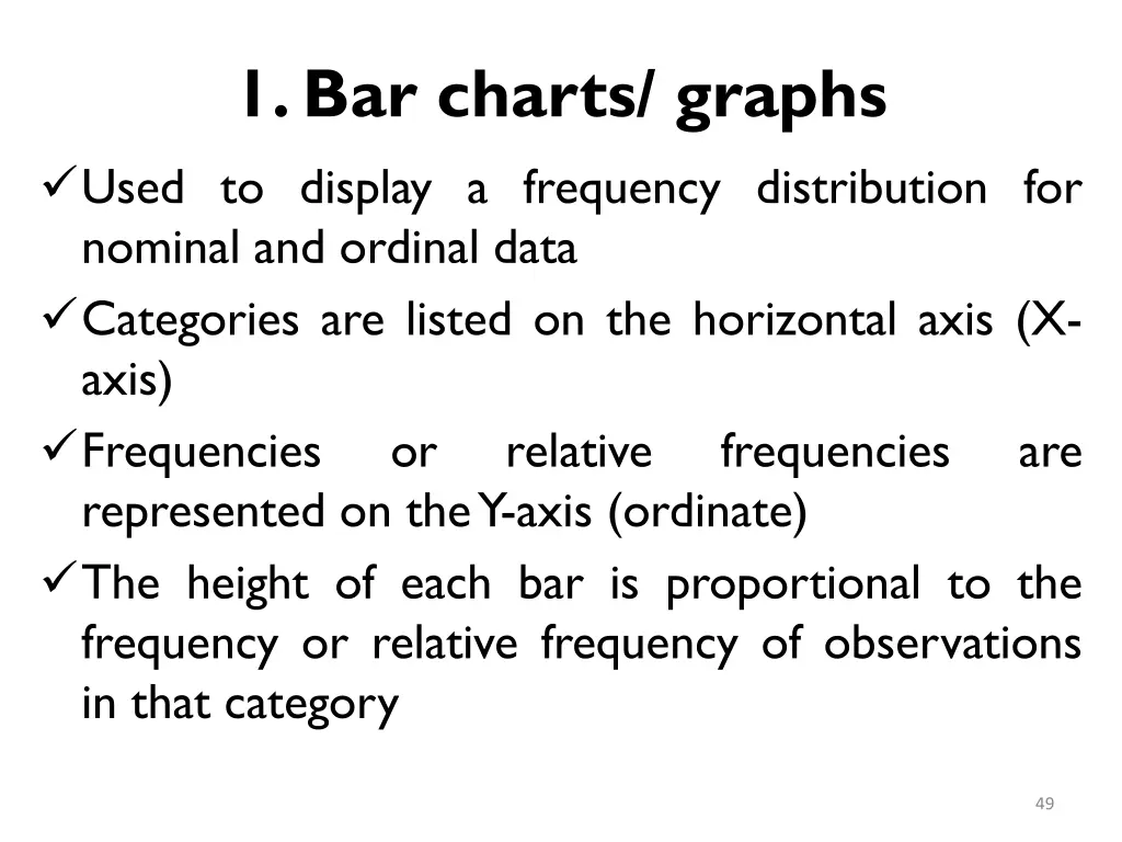 1 bar charts graphs used to display a frequency