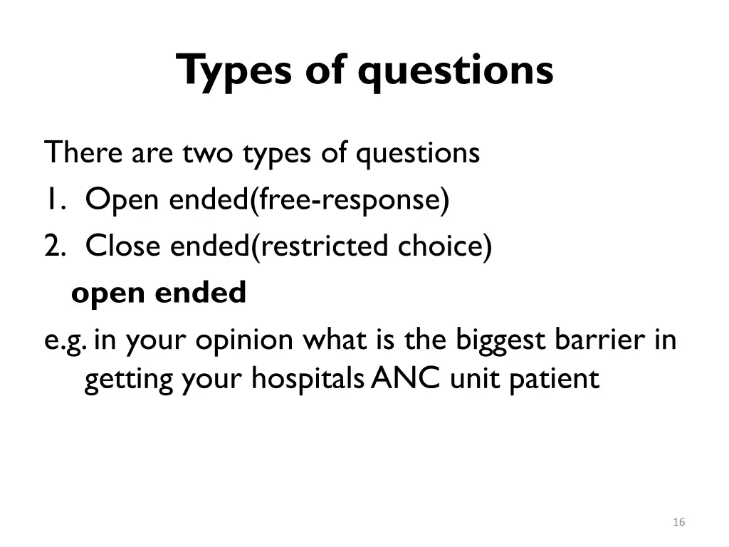 types of questions