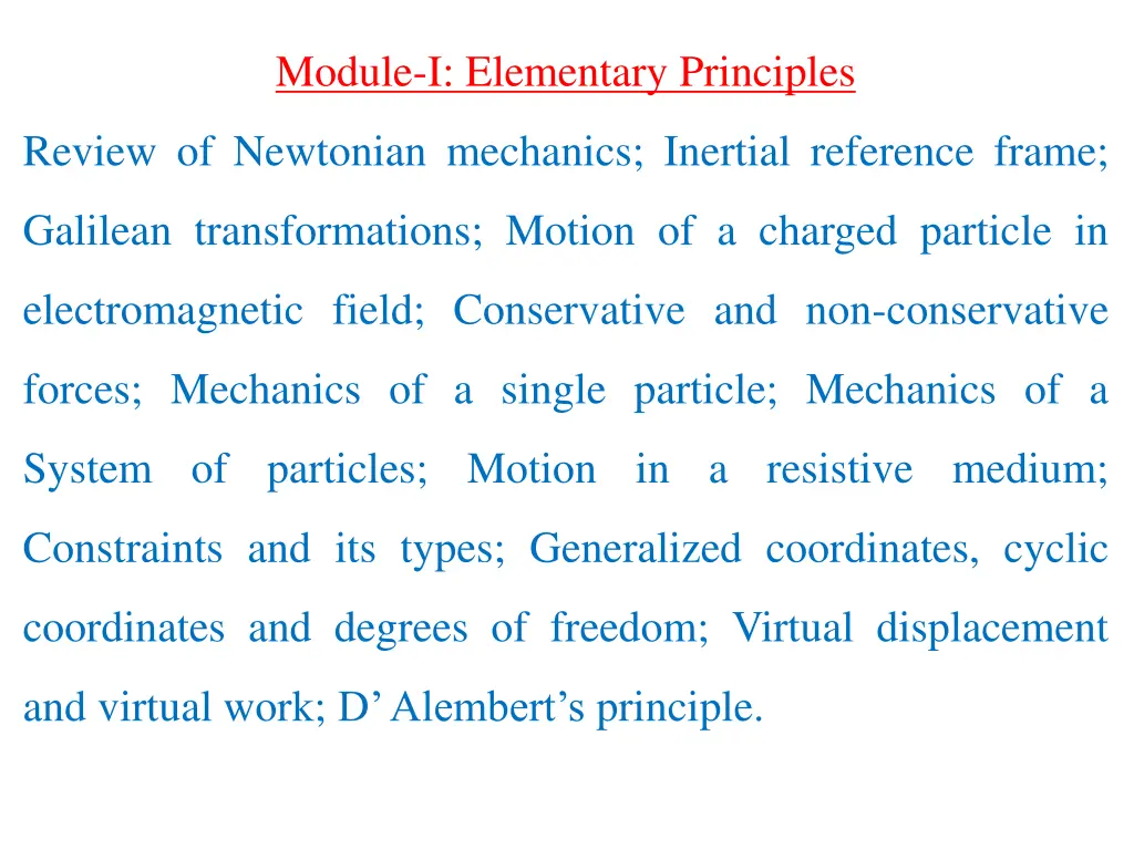 module i elementary principles