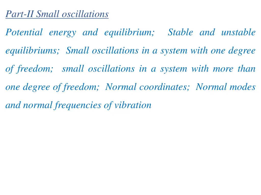 part ii small oscillations