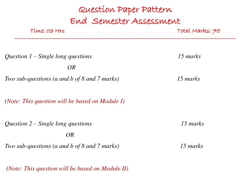 question paper pattern question paper pattern