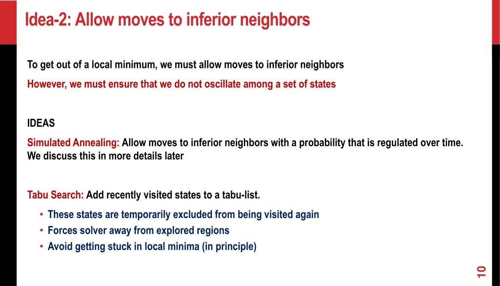 idea 2 allow moves to inferior neighbors