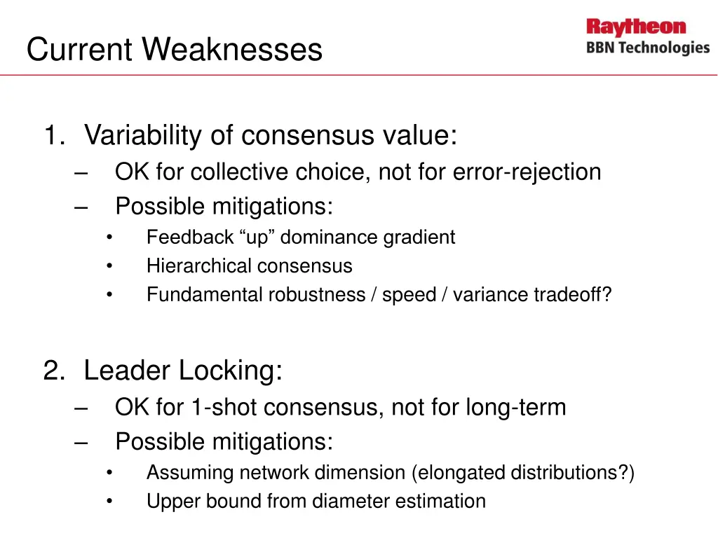 current weaknesses