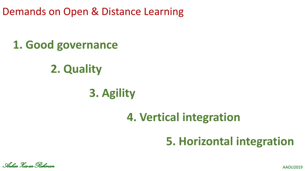 demands on open distance learning