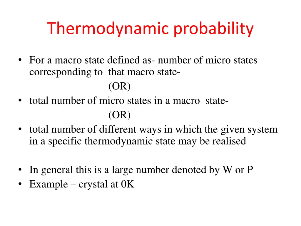 thermodynamic probability