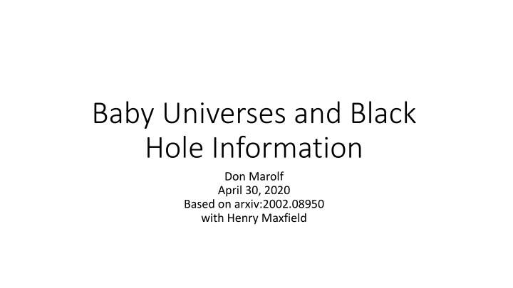 baby universes and black hole information