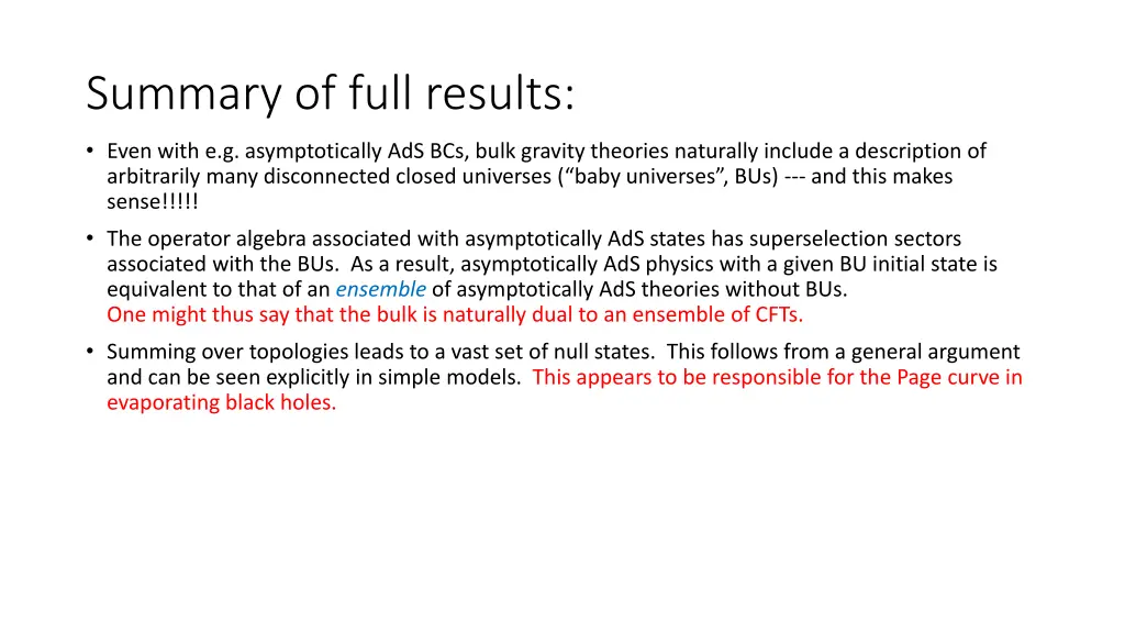 summary of full results
