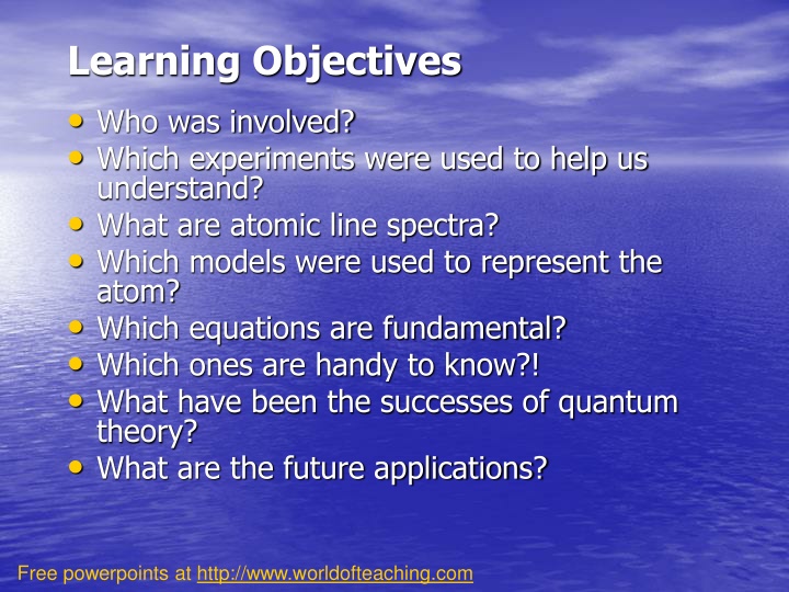 learning objectives who was involved which