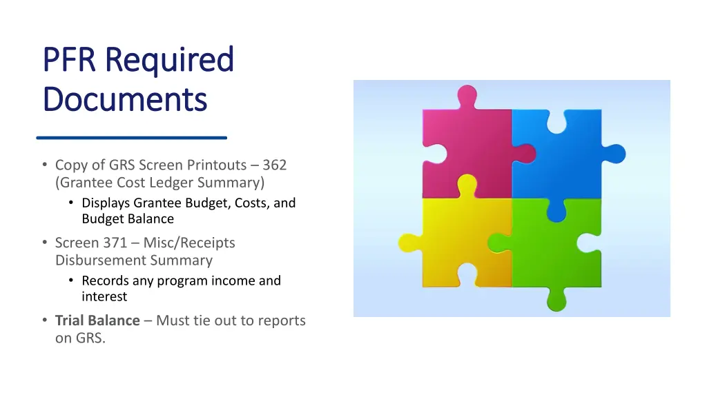 pfr required pfr required documents documents