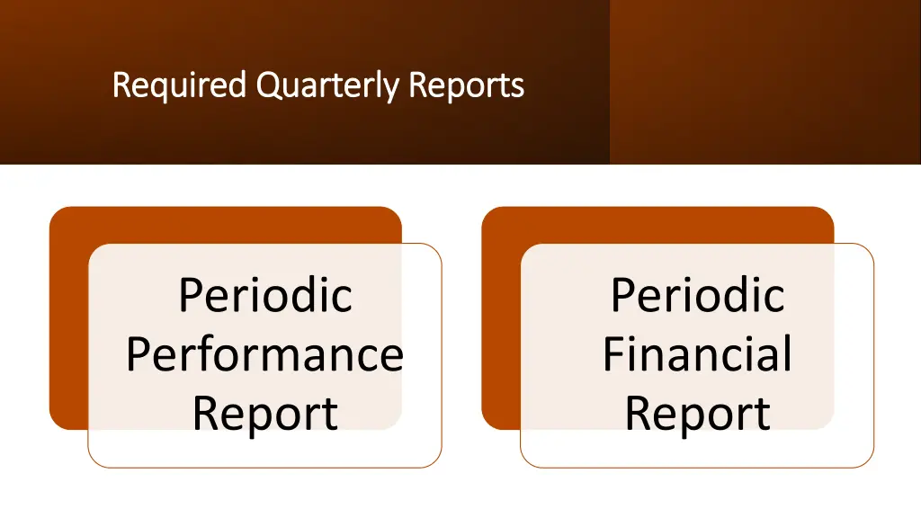 required quarterly reports required quarterly