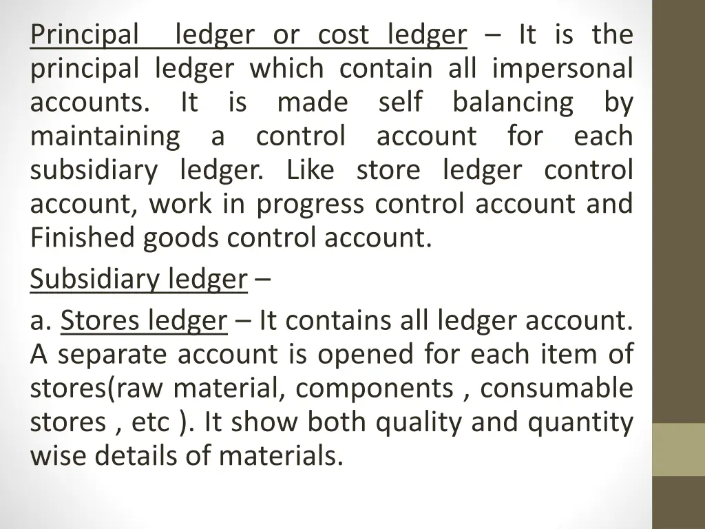 principal principal ledger which contain
