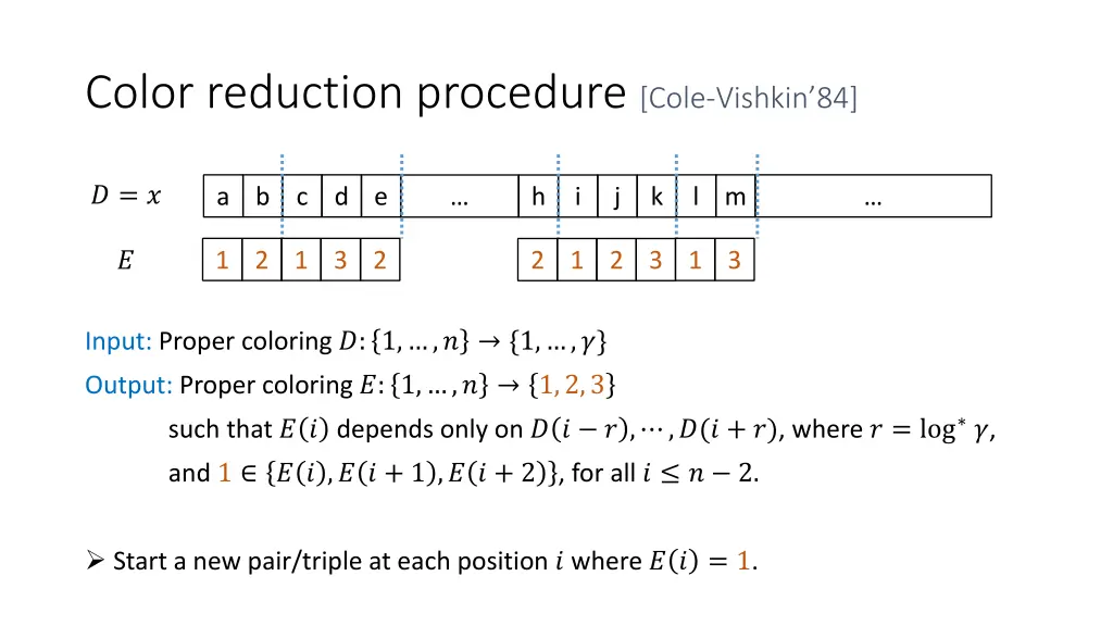 color reduction procedure cole vishkin 84