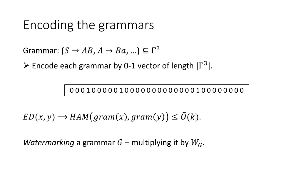 encoding the grammars