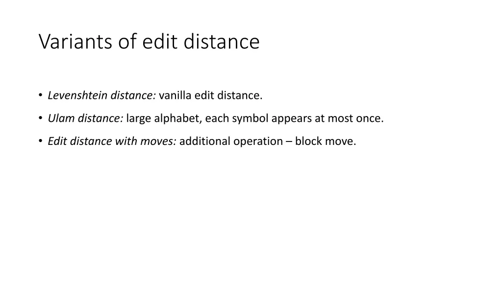 variants of edit distance