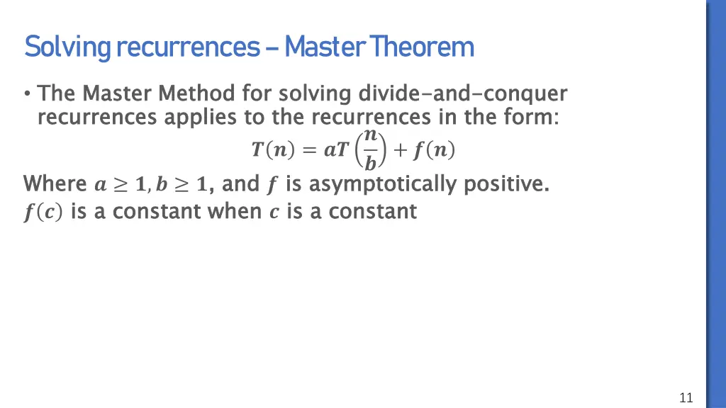 solving recurrences master theorem