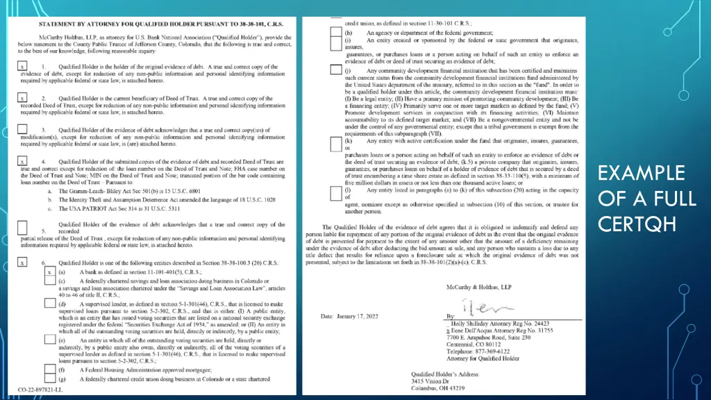 example of a full certqh