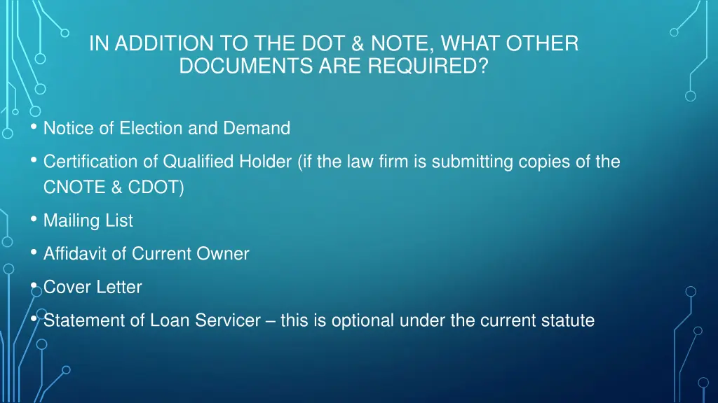 in addition to the dot note what other documents