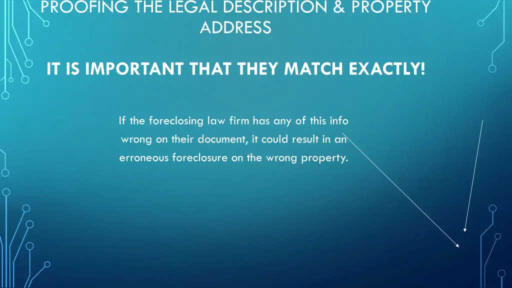 proofing the legal description property address