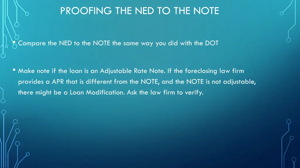 proofing the ned to the note
