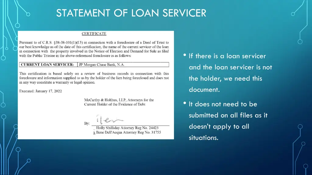 statement of loan servicer