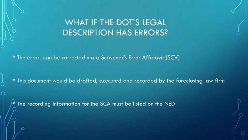what if the dot s legal description has errors