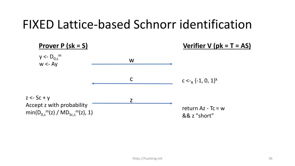 fixed lattice based schnorr identification