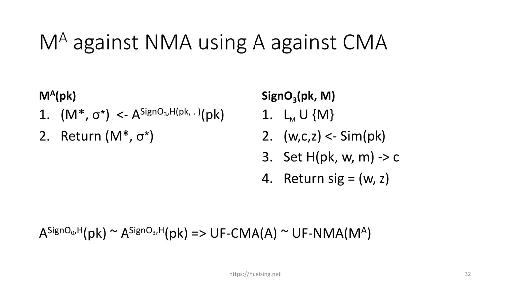 m a against nma using a against cma