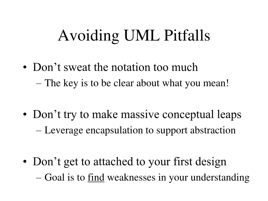 avoiding uml pitfalls