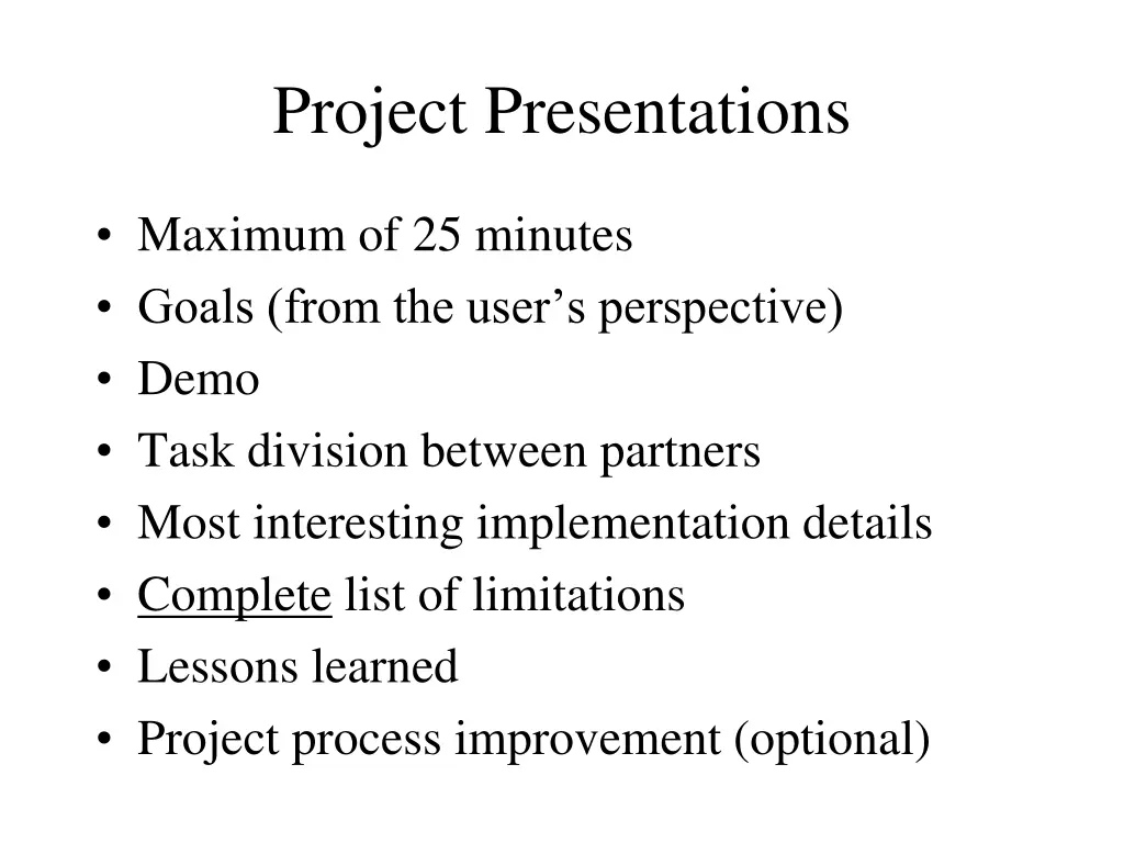 project presentations