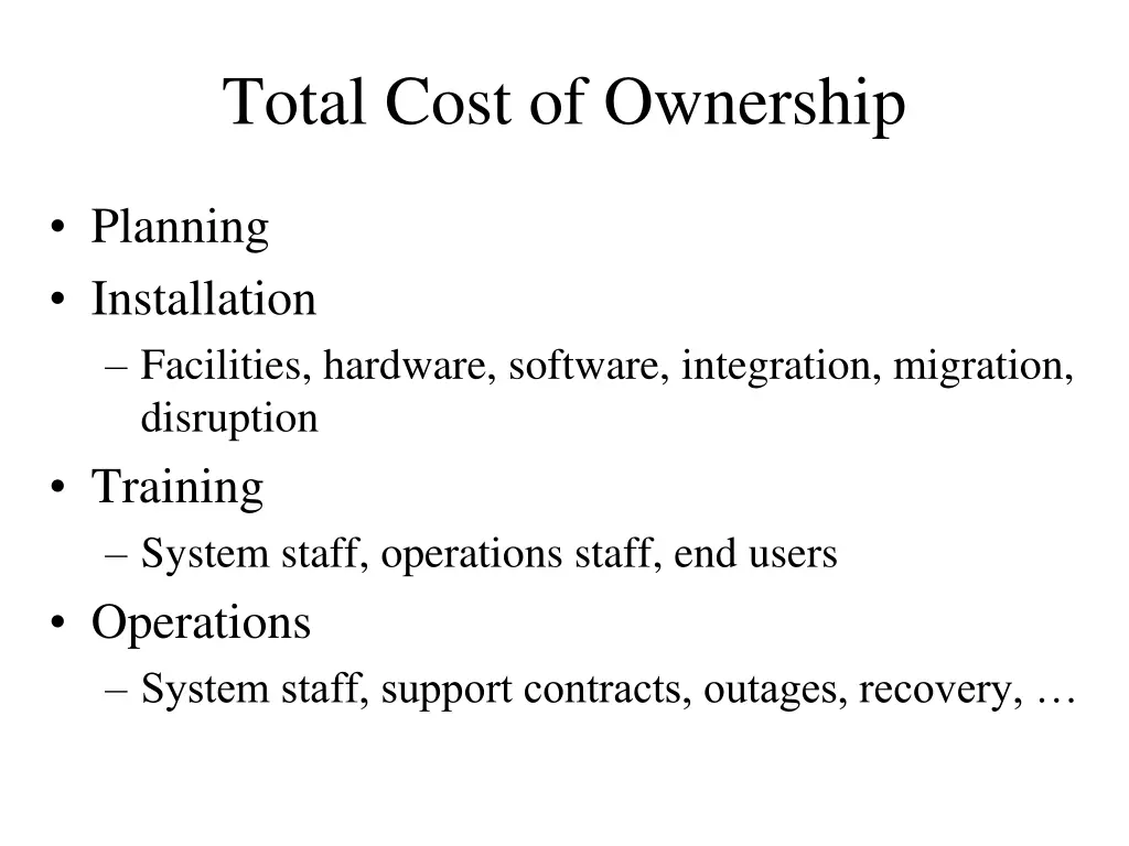 total cost of ownership