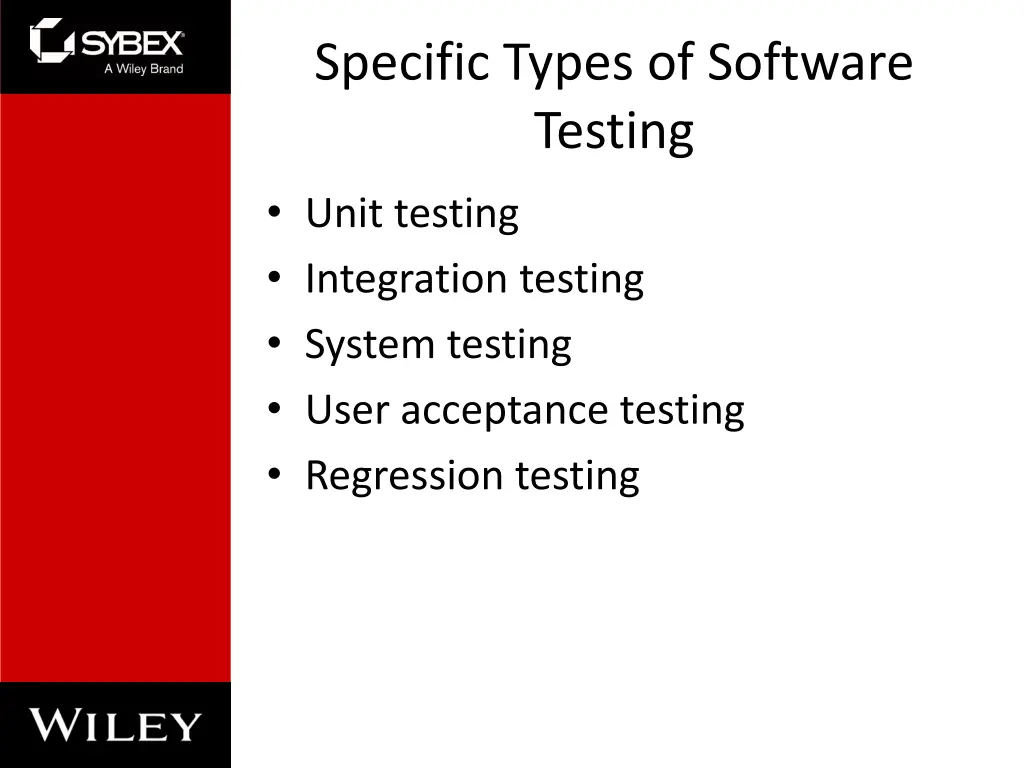 specific types of software testing