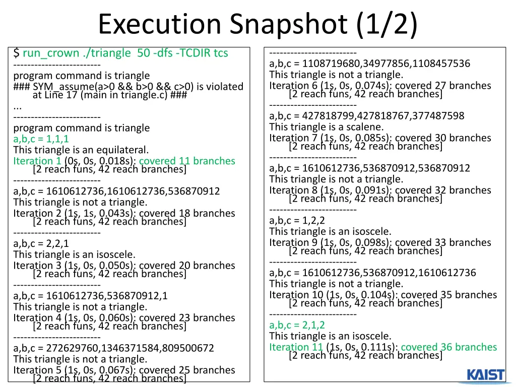execution snapshot 1 2 run crown triangle