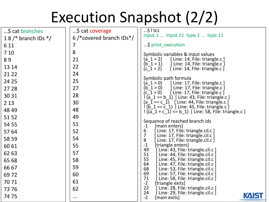 execution snapshot 2 2 cat coverage 6 covered