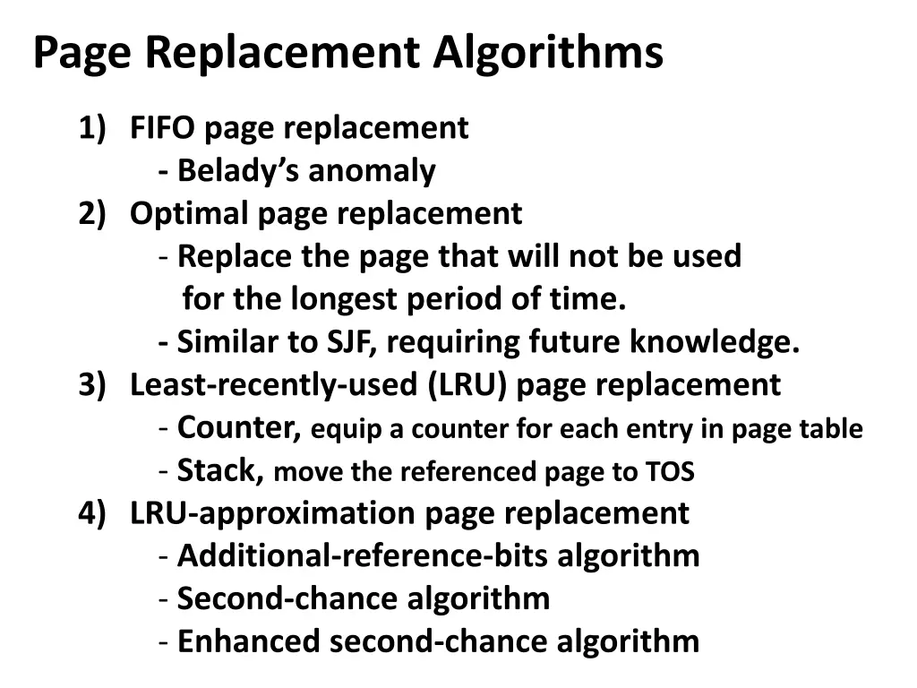 page replacement algorithms