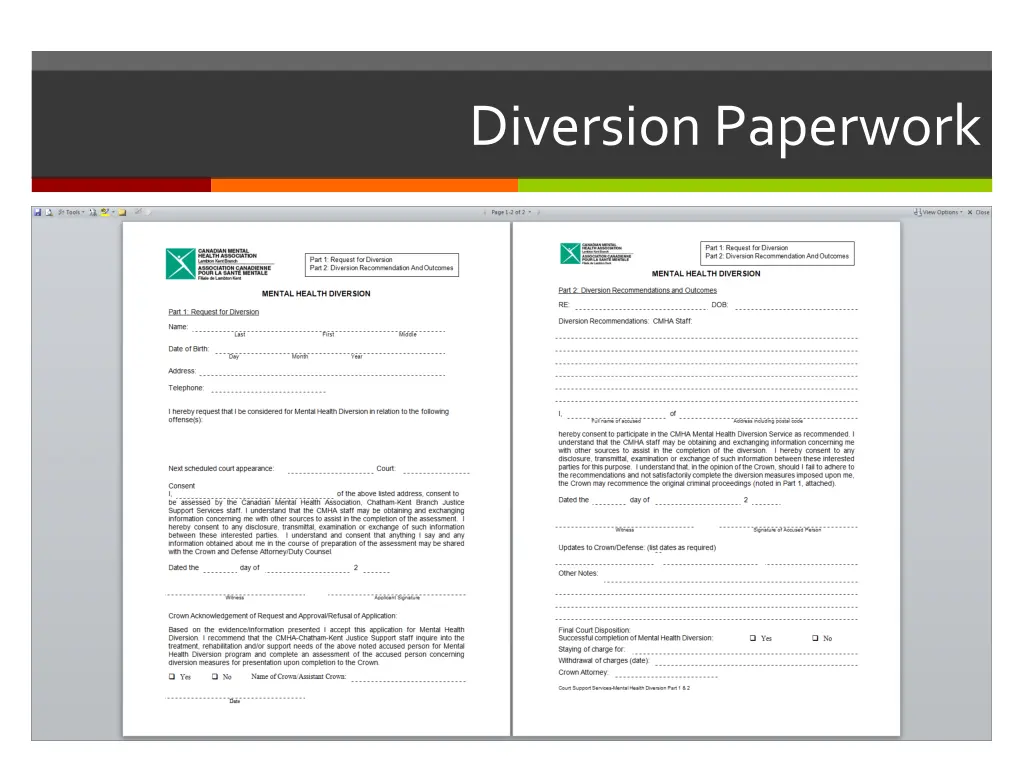 diversion paperwork