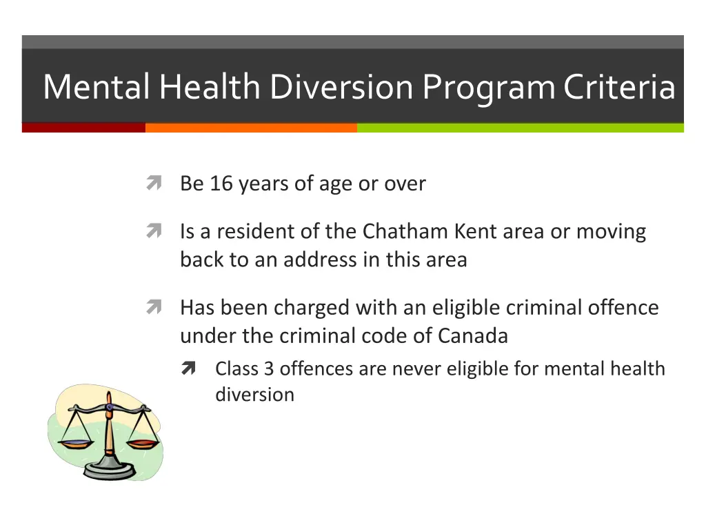 mental health diversion program criteria