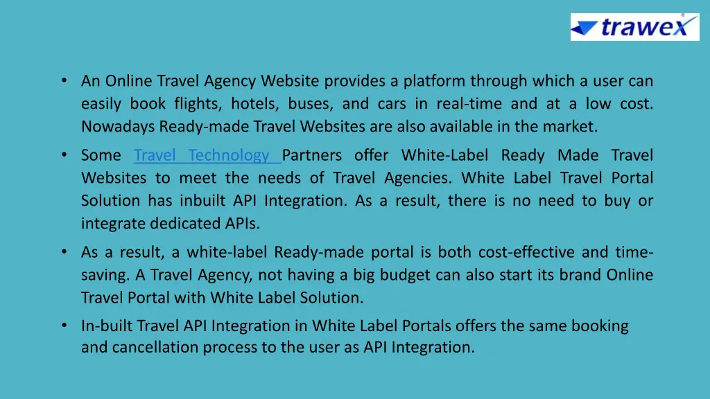 an online travel agency website provides