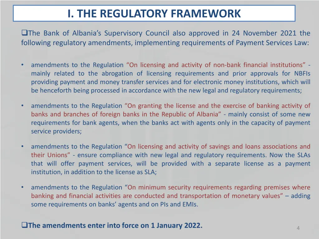 i the regulatory framework 1