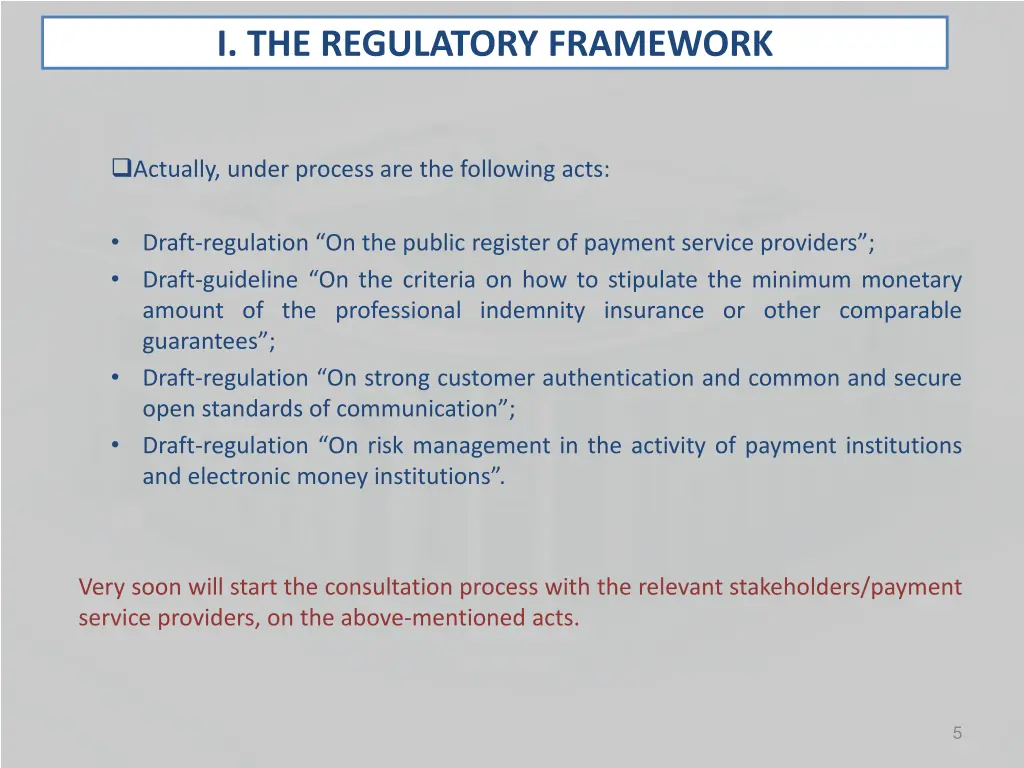 i the regulatory framework 2