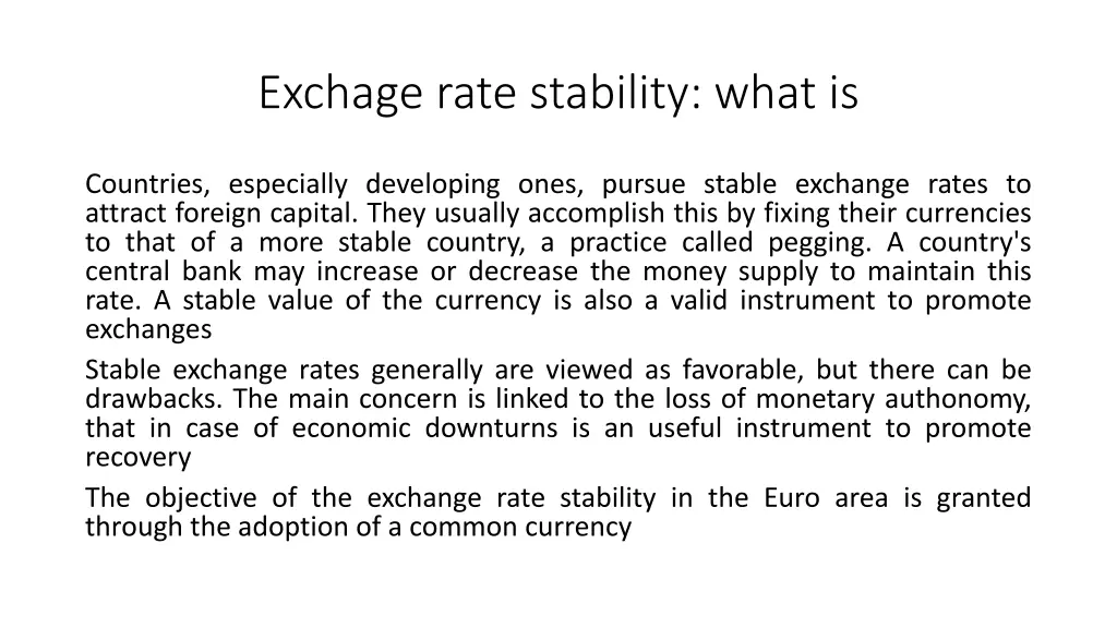exchage rate stability what is