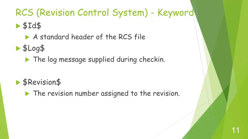 rcs revision control system keyword id a standard